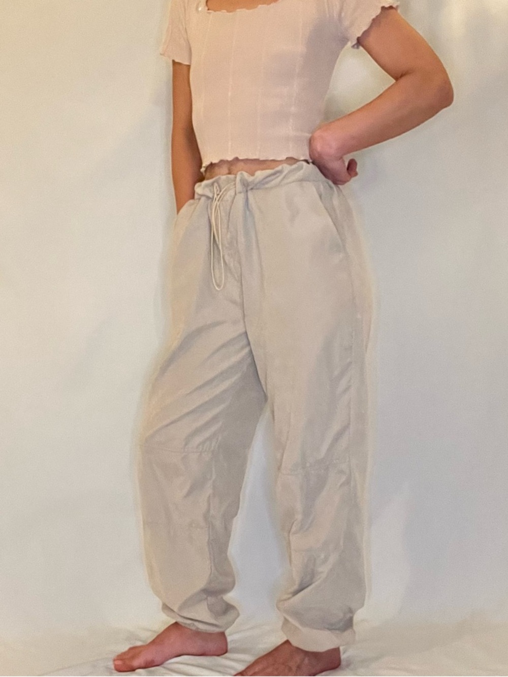 Missguided Jogger Cargo Pants High Rise Relaxed Fit Drawstring Waist Women’s US2